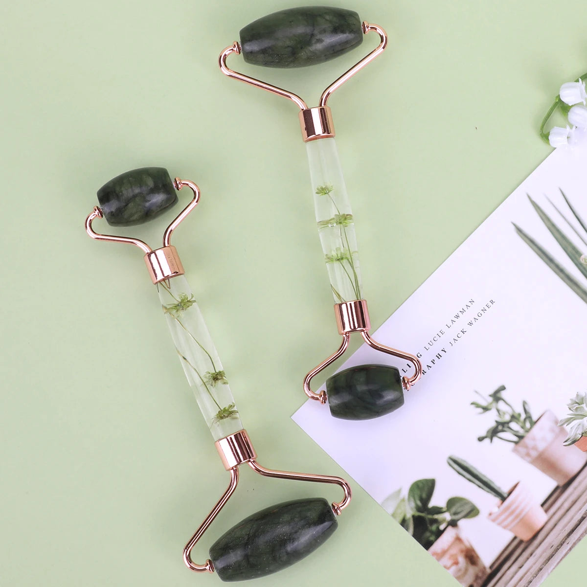 Jade roller in use