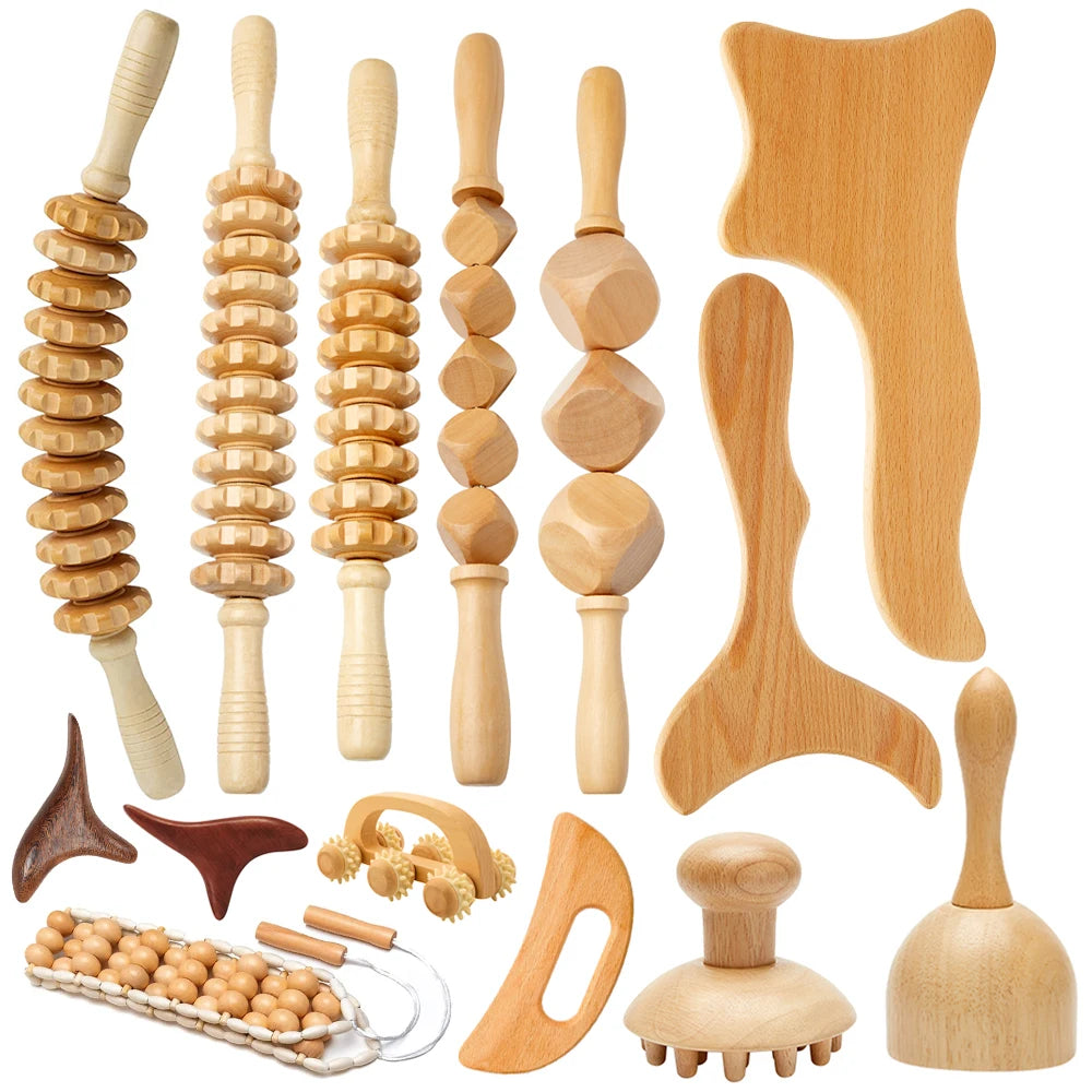 Wooden roller massager